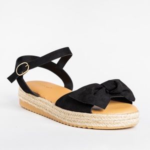 BAMBOO Espadrille Sandals w/ Black Bows